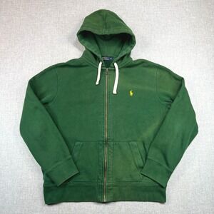 Polo Ralph Lauren Mens XL Heavyweight Zip Hoodie Green Faded Reverse Weave Style